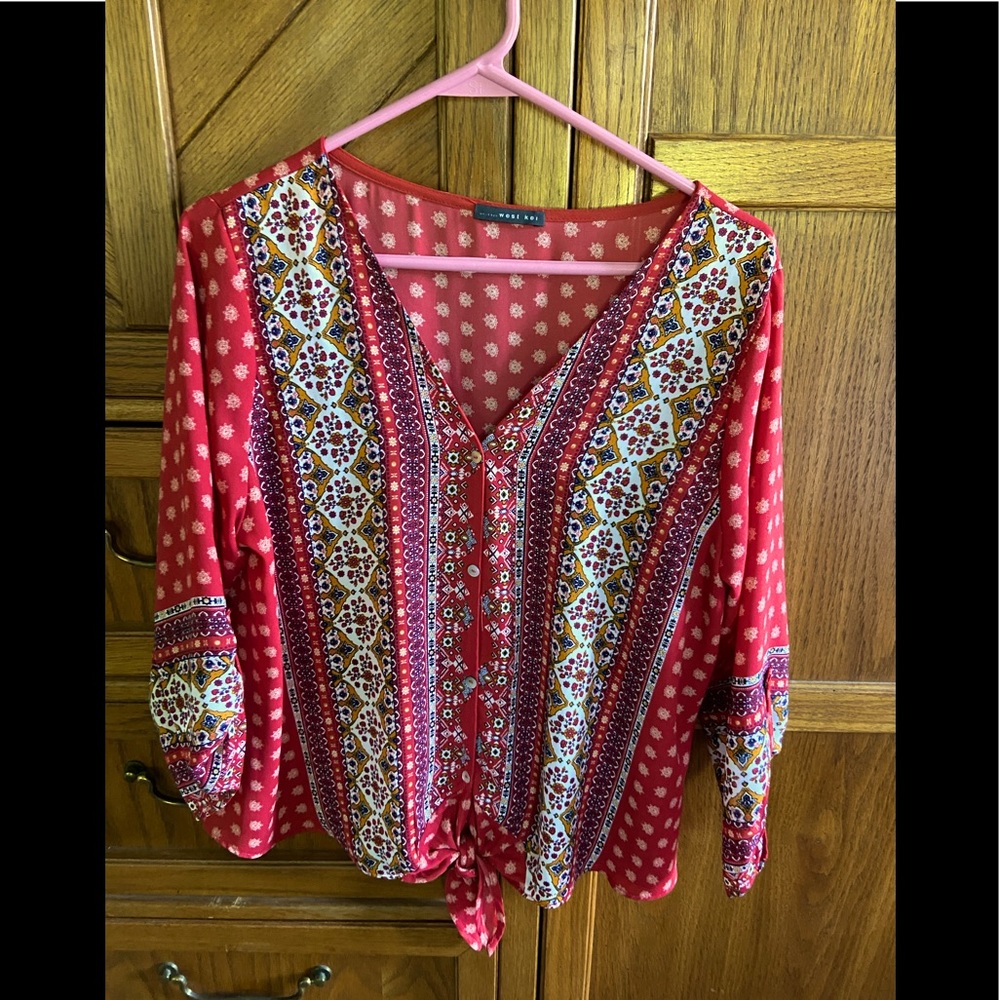 West Kei orange tie front blouse Size medium
